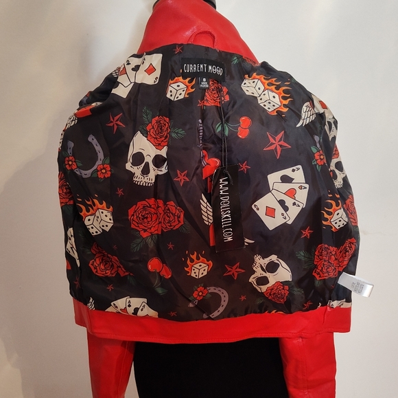 💔SOLD💔 Current Mood Born Sinner Moto Jacket - Red - Size S - Picture 7 of 13